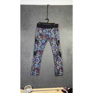 Vogo Athletica Leggings Womens Large Black Multicolor Floral‎ Yoga Pants L 12 14